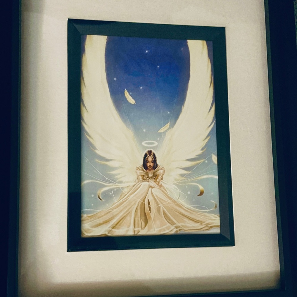 Framed Angelic Art Print with Black Frame